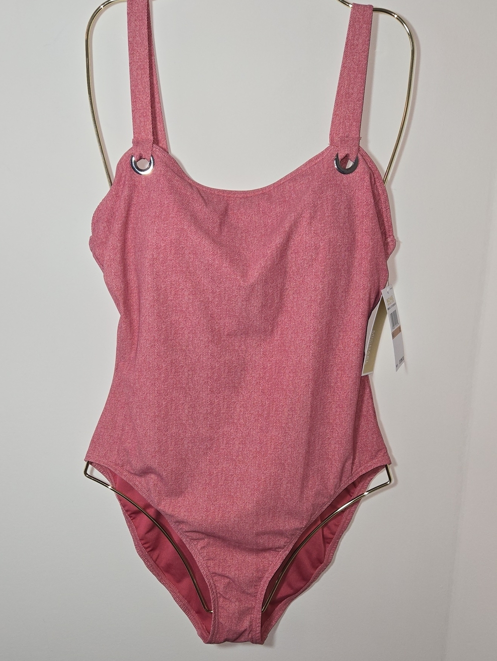 Michael Kors Rose Water Scoop Neck Grommet Details Full Coverage Swimsuit NWT